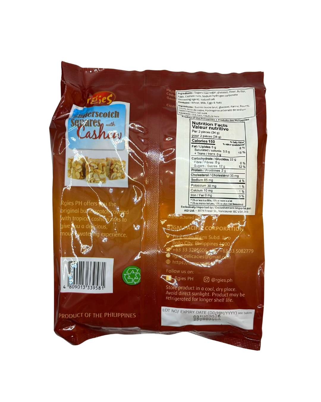 Rgies Cashew Butterscotch 170g (10x17g)