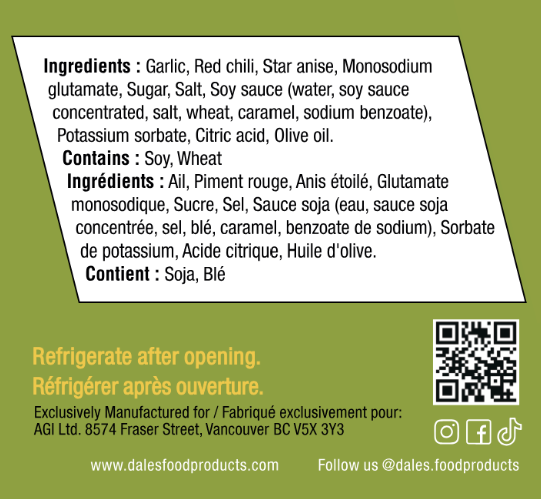 Dale's Chili Bomb Garlic Sauce - Olive Oil 250ml