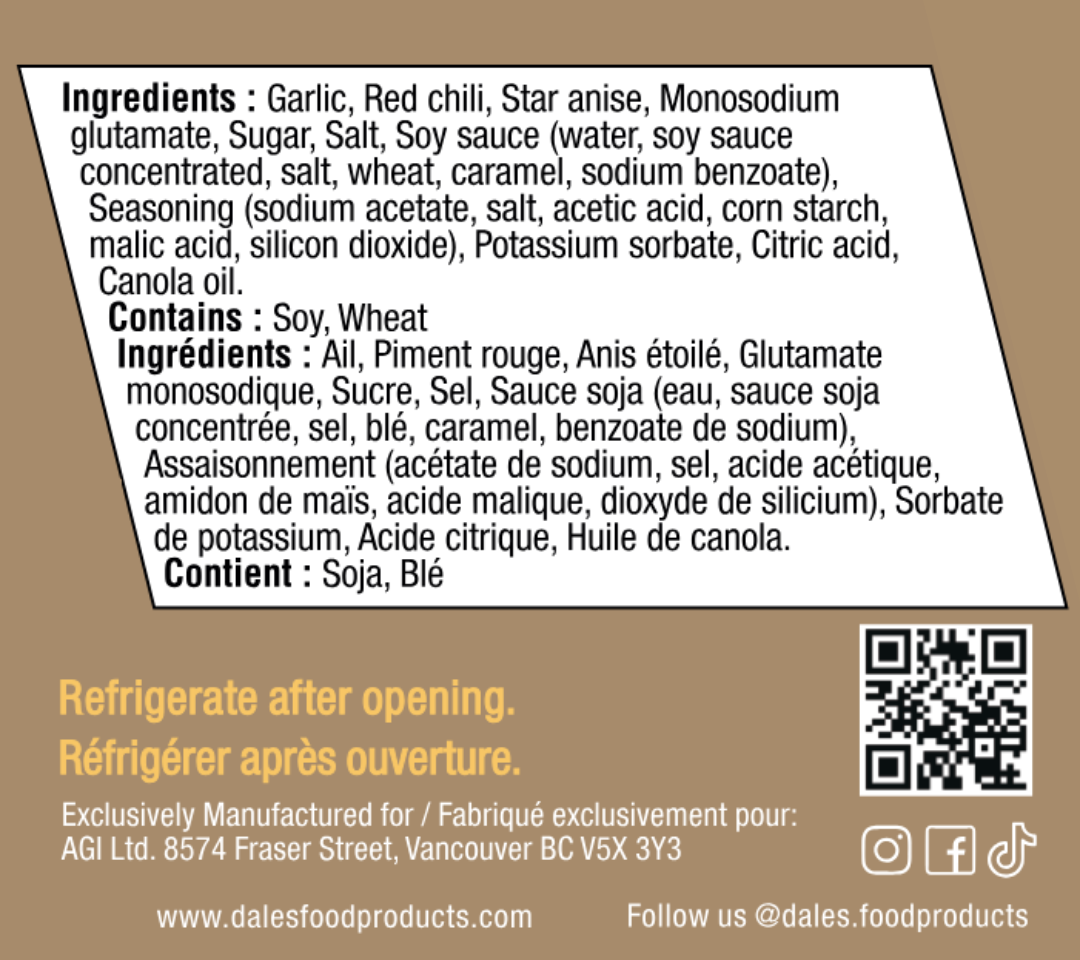 Dale's Chili Bomb Garlic Sauce - Adobo 250ml