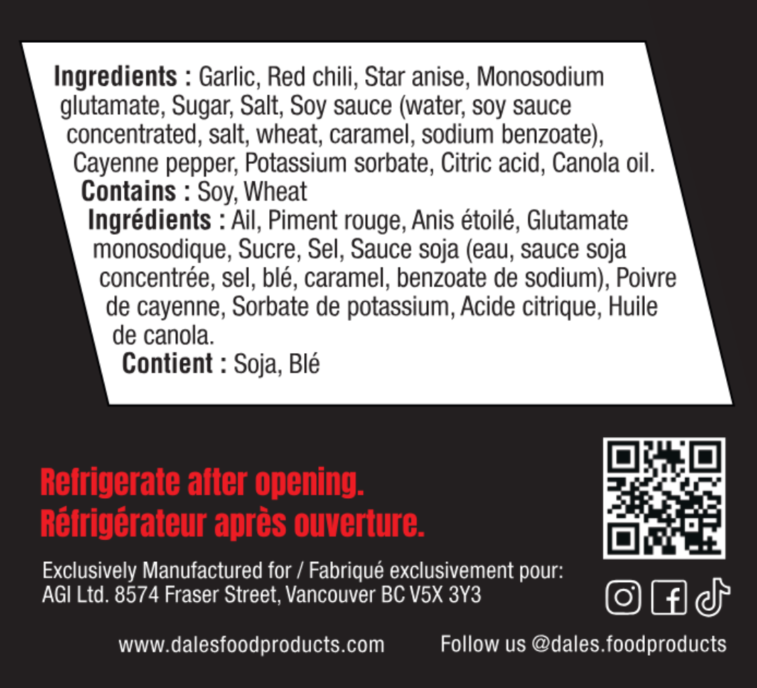 Dale's Chili Bomb Garlic Sauce - Extra Spicy 250ml