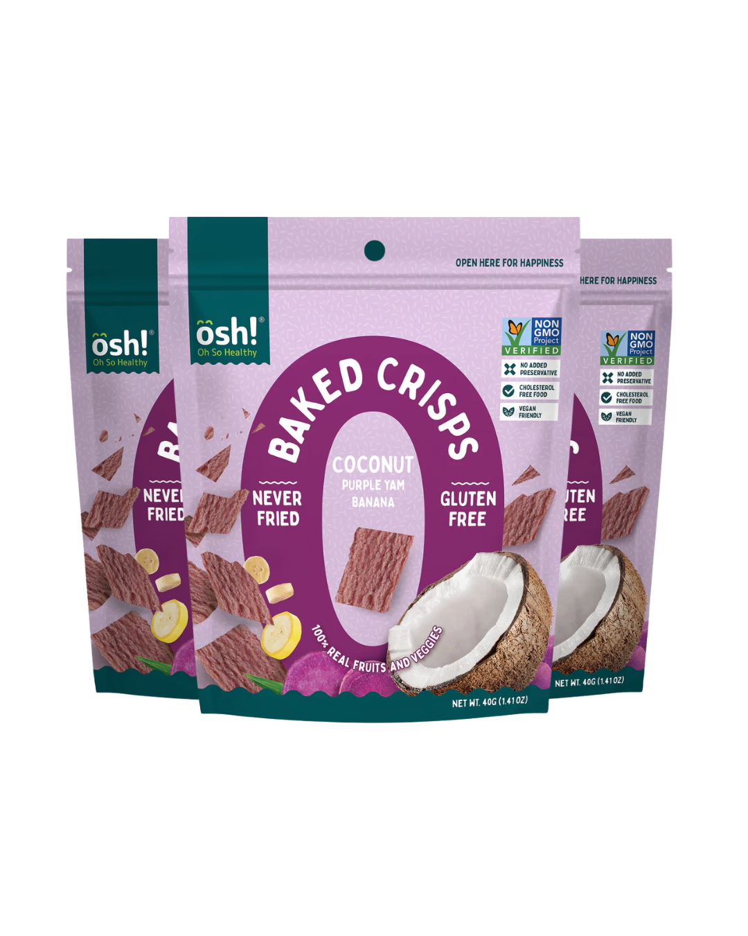 Oh So Healthy! Coconut Purple Yam Banana Crisps (3-pack)