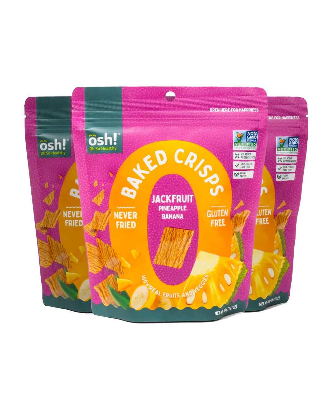 Oh So Healthy! Jackfruit Pineapple Banana Crisps (3-pack)